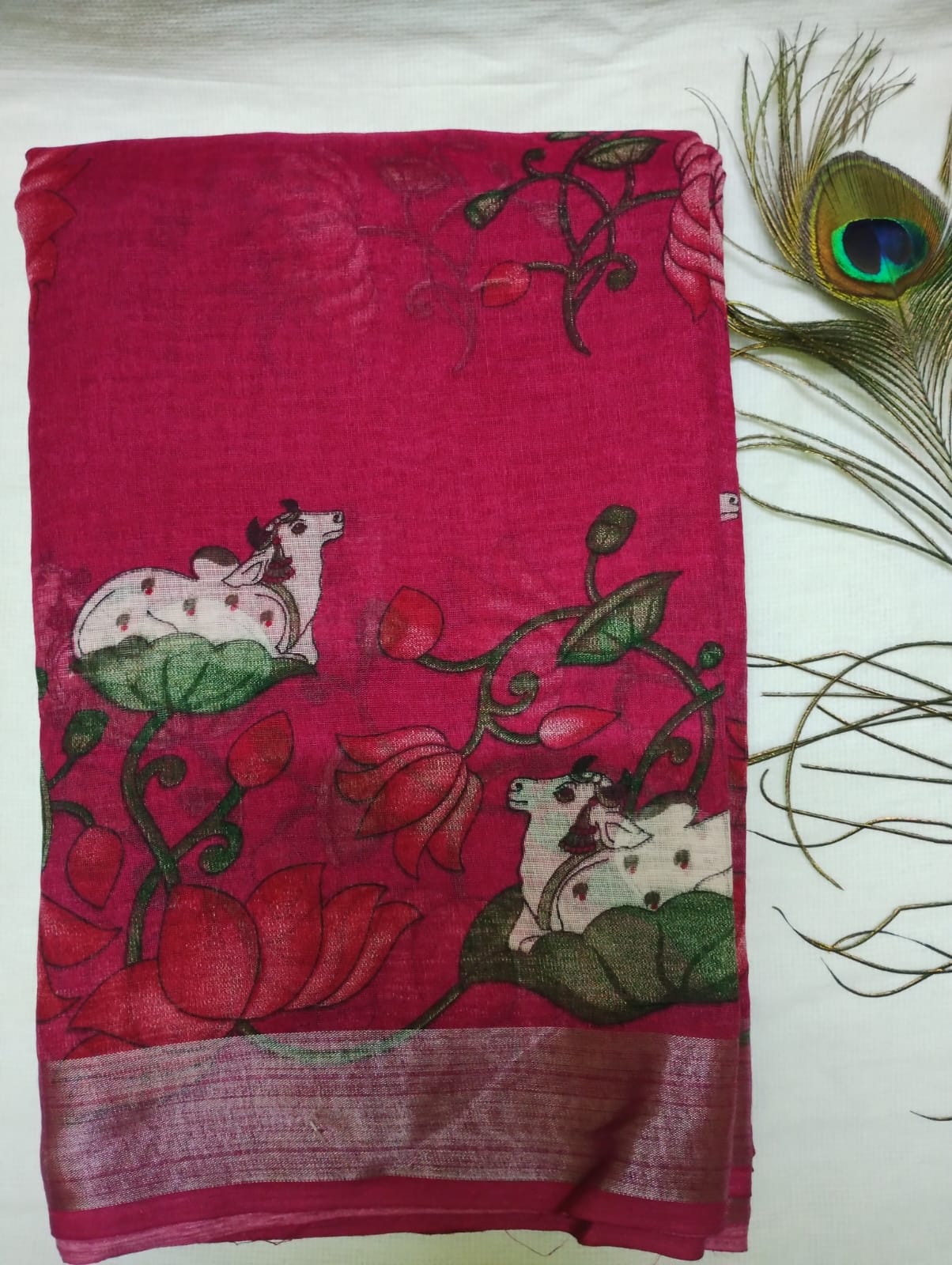 Linen cotton saree